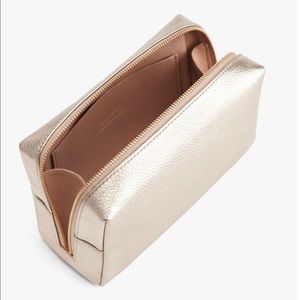 Cuyana Vanity Case- NWOT. Special Edition Champagne Shimmer Leather. Dust Bag.